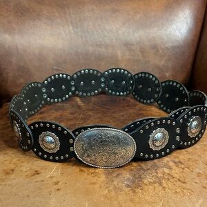 Fossil Black Leather Belt with Silver Tone Accents Women’s Large